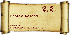 Nester Roland névjegykártya